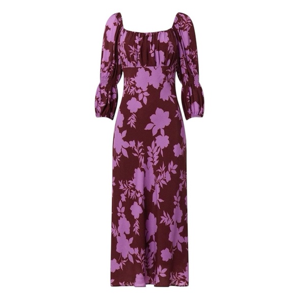 Peter Som Collective Floral Midi Square-neck Dress Womens size 8 maxi midi lined - Picture 3 of 10